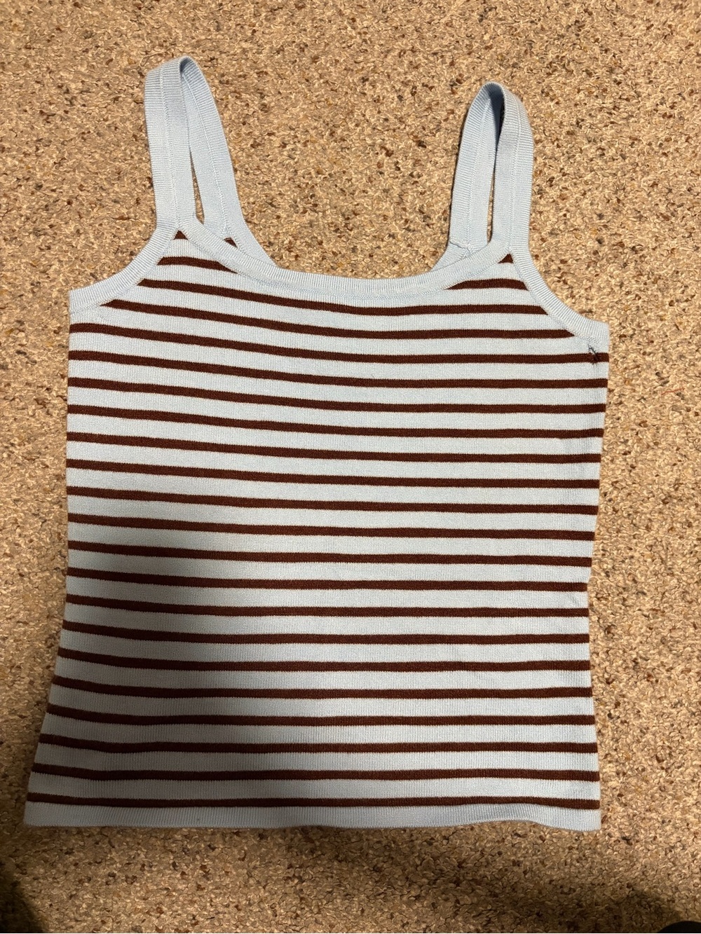 Striped Rib-Knit Tank Top in Blue and Brown